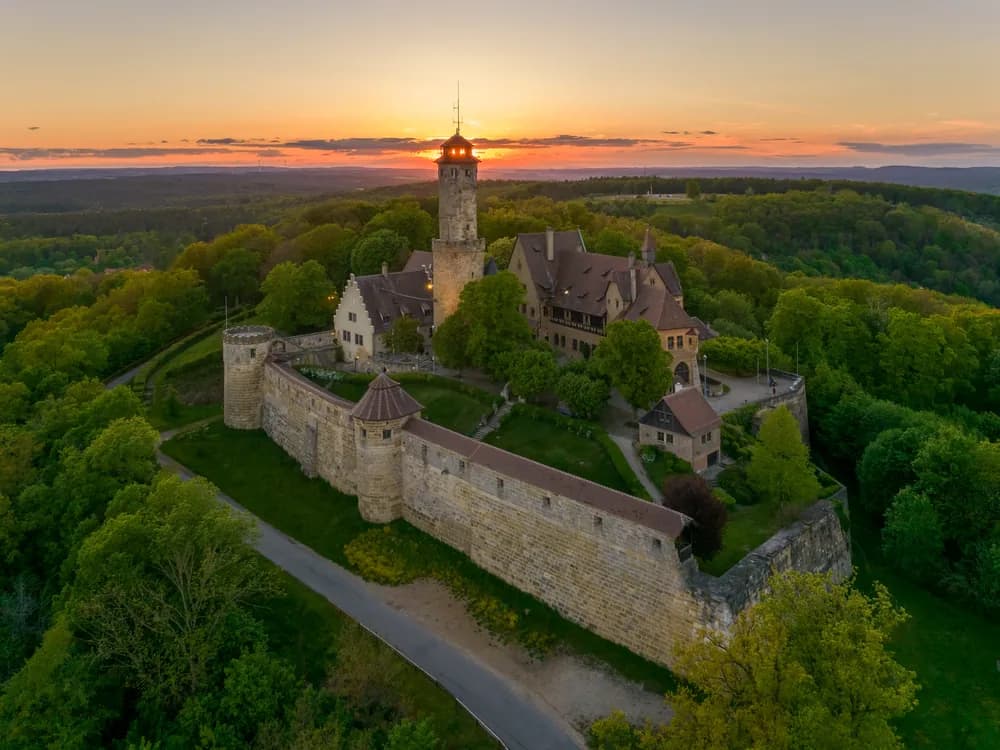 Altenburg Castle above Bamberg — the 12th-century fortress on the highest of Bamberg's seven hills, overlooking the UNESCO old town of the Franconian beer city in Upper Bavaria