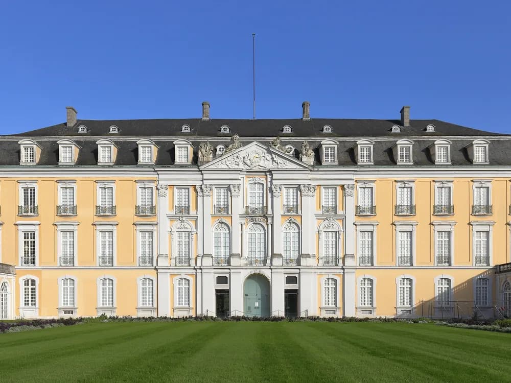 The Baroque facade of Augustusburg Palace in Brühl, Germany