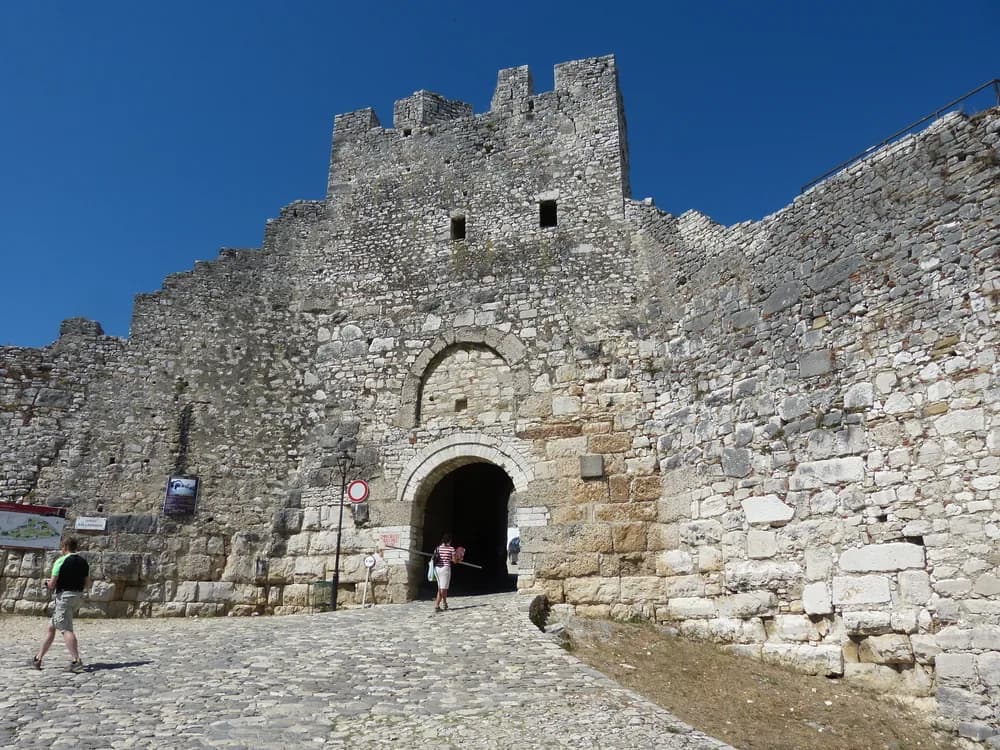 Berat Castle rising above the white Ottoman houses of the City of a Thousand Windows in Albania