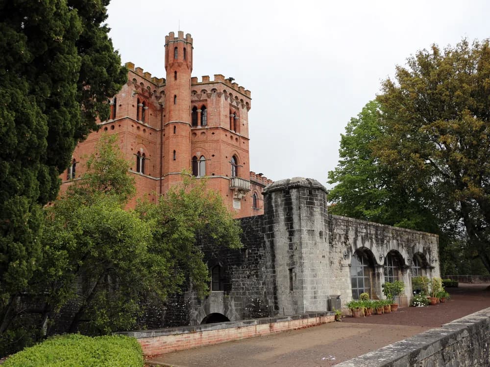Brolio Castle in the Chianti Classico wine zone of Tuscany — the Ricasoli family estate since 1141, where Baron Bettino Ricasoli codified the Chianti wine formula in the 1870s