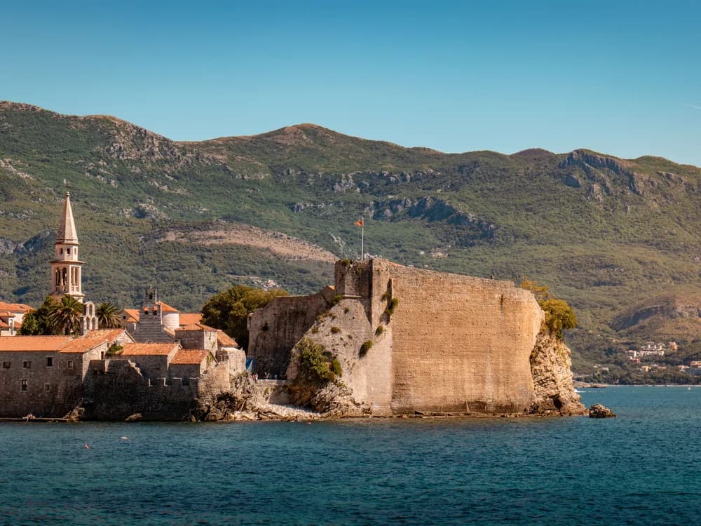 Budva Citadel Venetian walls on the Adriatic peninsula in Montenegro