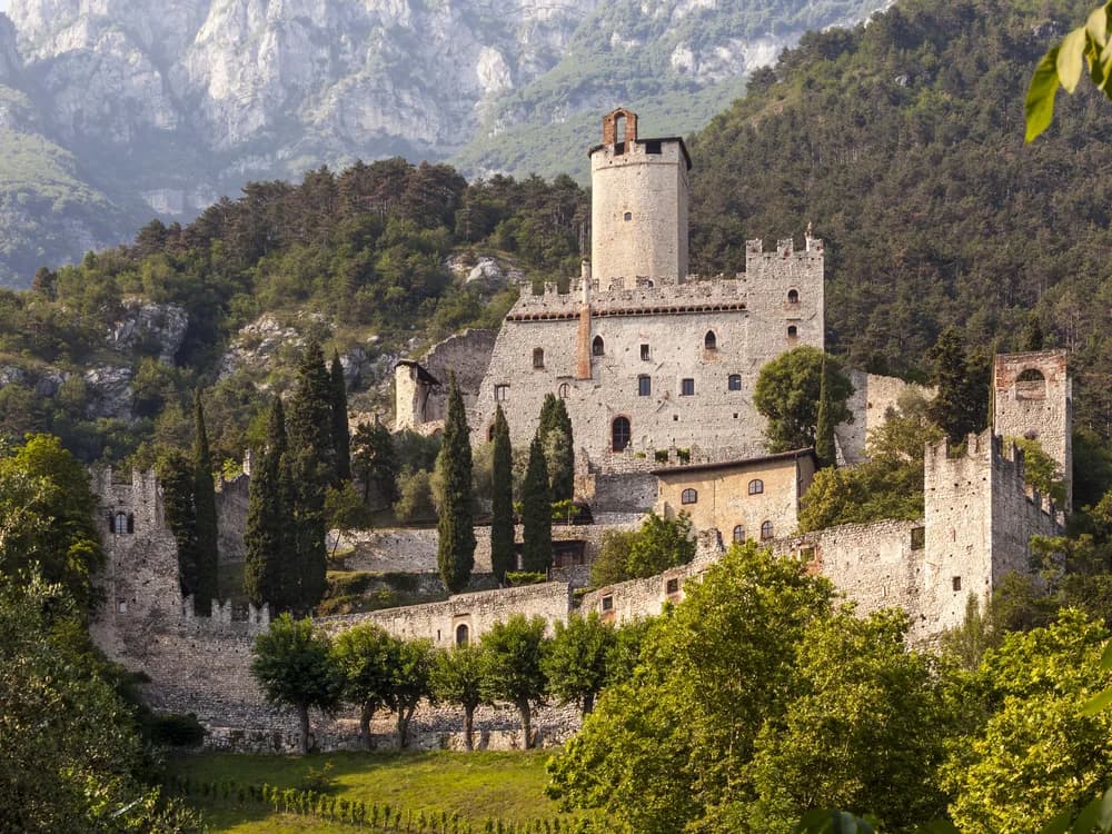 Castello di Avio's medieval towers above the Adige valley, Trentino