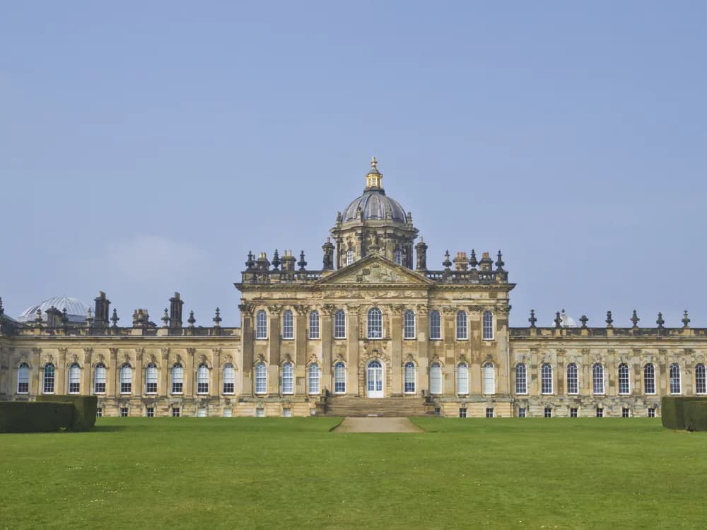 Castle Howard's Baroque dome and facade above the lake in North Yorkshire