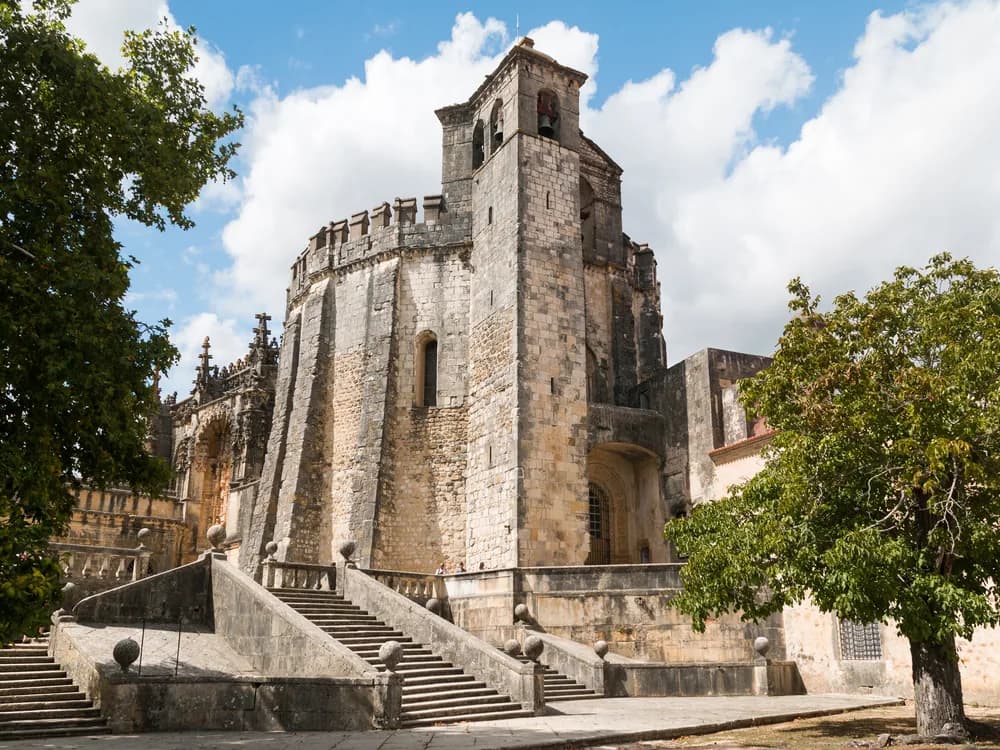 The Manueline window and cloisters of the Convent of Christ in Tomar, Portugal