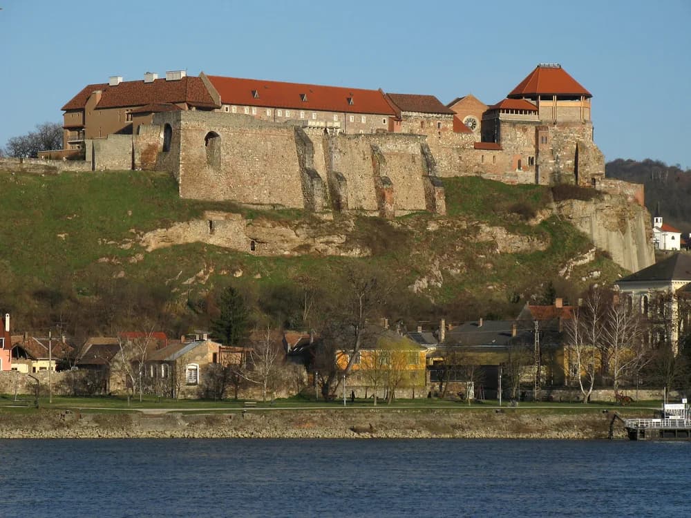 Esztergom Castle and Basilica above the Danube Bend on the Hungarian-Slovak border