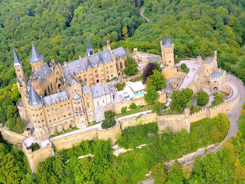 Hohenzollern Castle rising from cloud on its 855-metre summit in the Swabian Alps, southern Germany