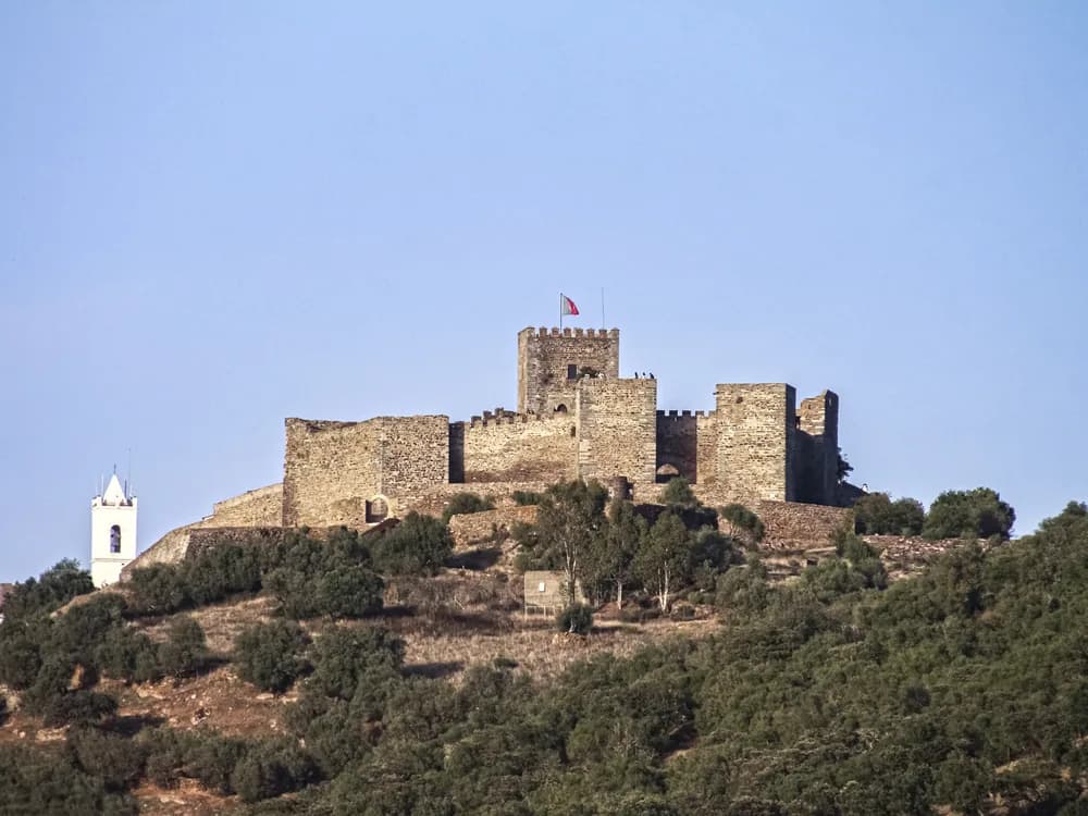 Monsaraz medieval walled village and castle above the Alentejo plain in Portugal