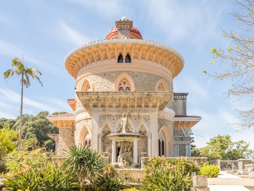 Monserrate Palace in Sintra — the three Mughal-Gothic-Moorish domes of Sir Francis Cook's Victorian Romantic fantasy in the Serra de Sintra