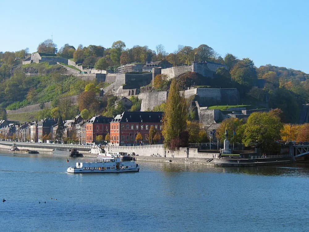 Citadel of Namur above the confluence of the Meuse and Sambre rivers in Belgium