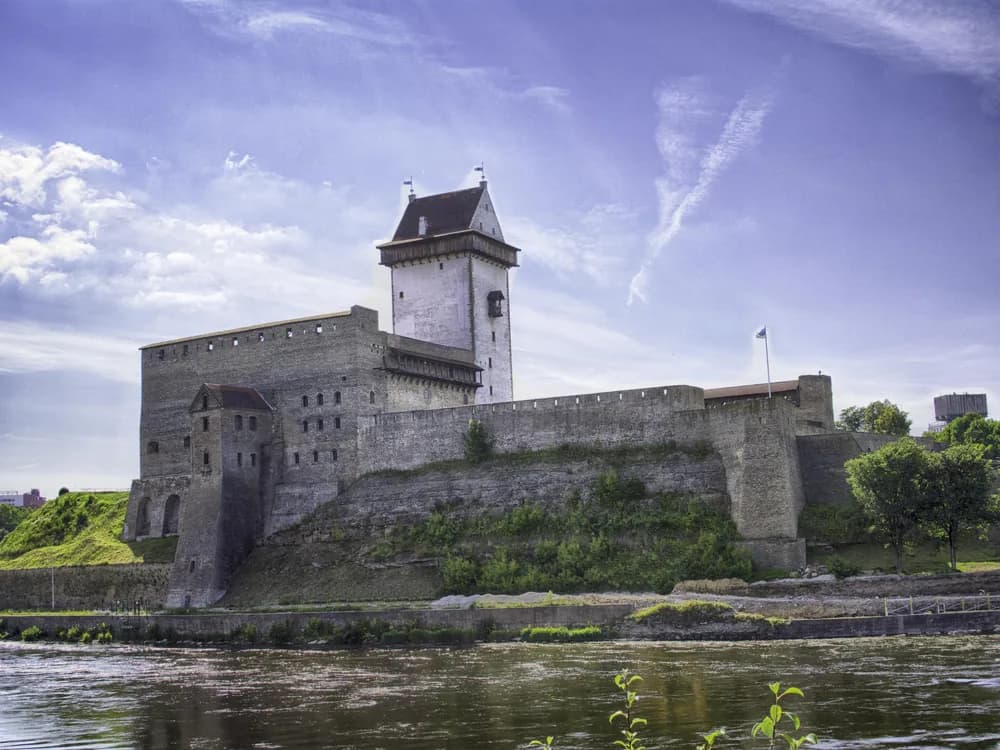 Narva Castle Hermann Tower facing the Russian Ivangorod Fortress across the Narva River border