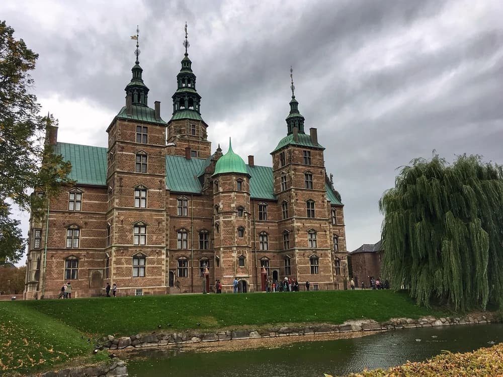 Rosenborg Castle's Dutch Renaissance turrets and copper spires seen across the King's Garden in Copenhagen