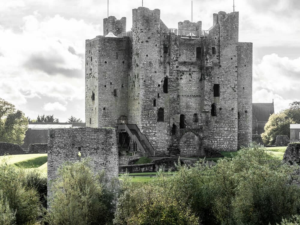 Trim Castle's great Norman keep rising above the River Boyne in County Meath, Ireland