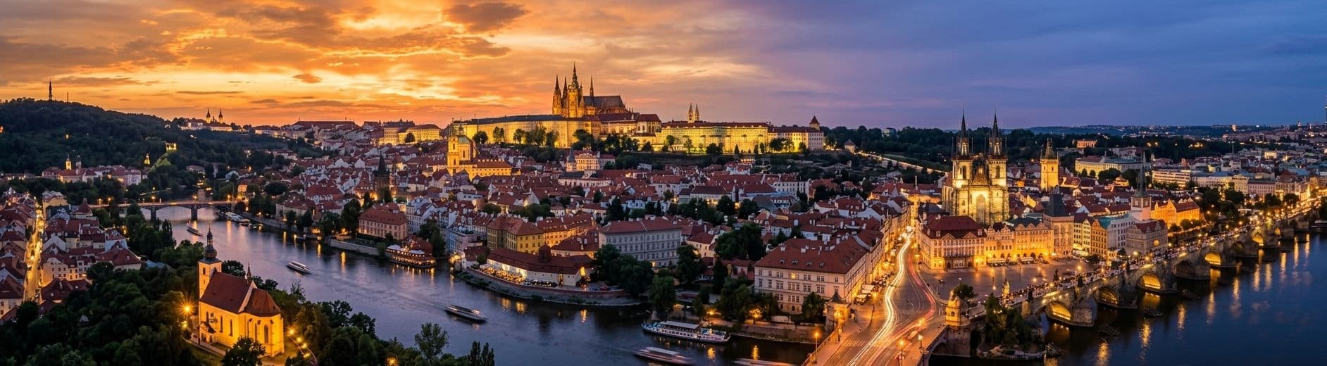 Prague Castle overlooking the Vltava River and Charles Bridge