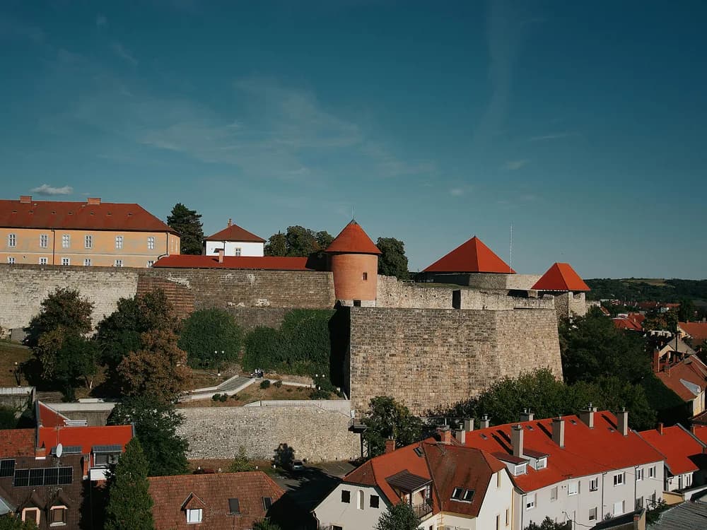 Eger Castle perched above the Hungarian city with its Baroque towers