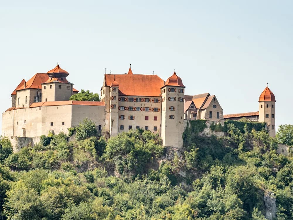 Rothenburg ob der Tauber's medieval walls and towers above the Tauber valley