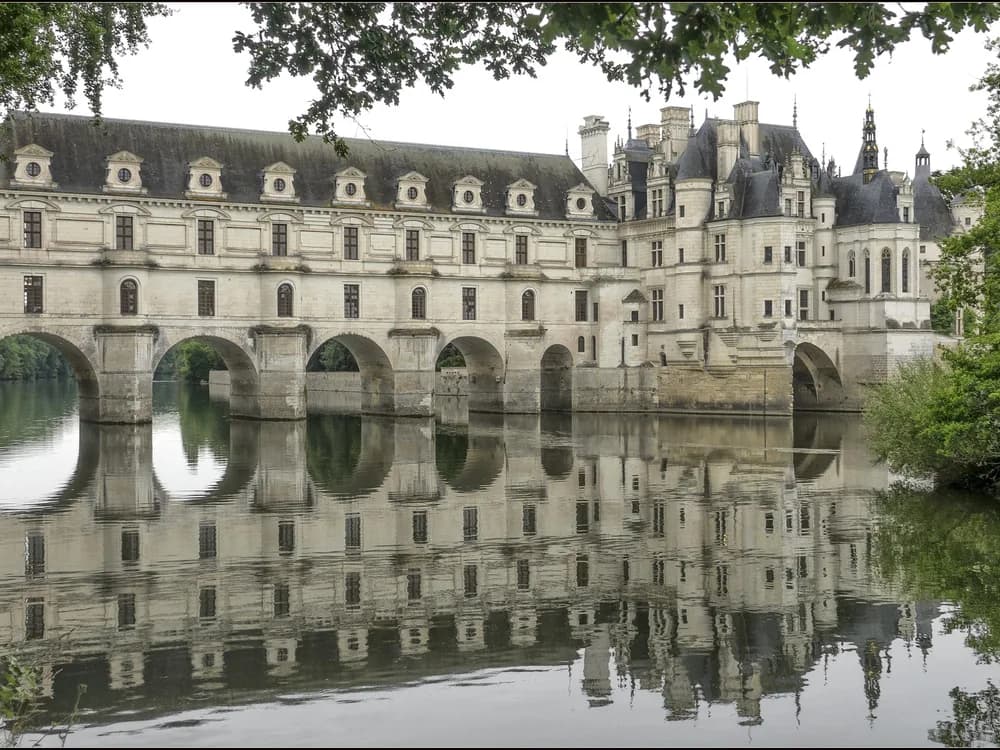 Château de Chenonceau spanning the Cher river in the Loire Valley at dawn
