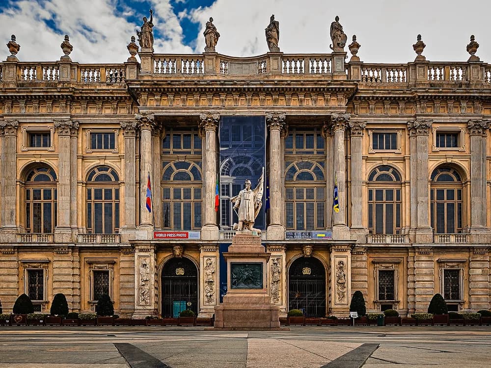 Palazzo Madama in Piazza Castello, Turin — Filippo Juvara's 1718 Baroque facade, named for the 'Royal Madams' who governed Savoy as regents from this palace