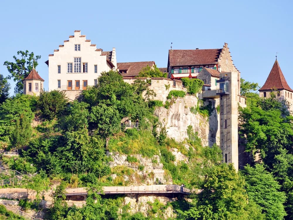Schloss Laufen castle above the Rhine Falls at Schaffhausen, Switzerland