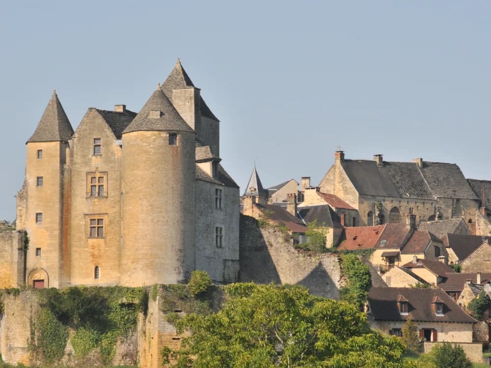 Château de Salignac in the Périgord Noir, Dordogne — the 12th-century medieval château undergoing active restoration, visited on adult-only guided tours near Sarlat