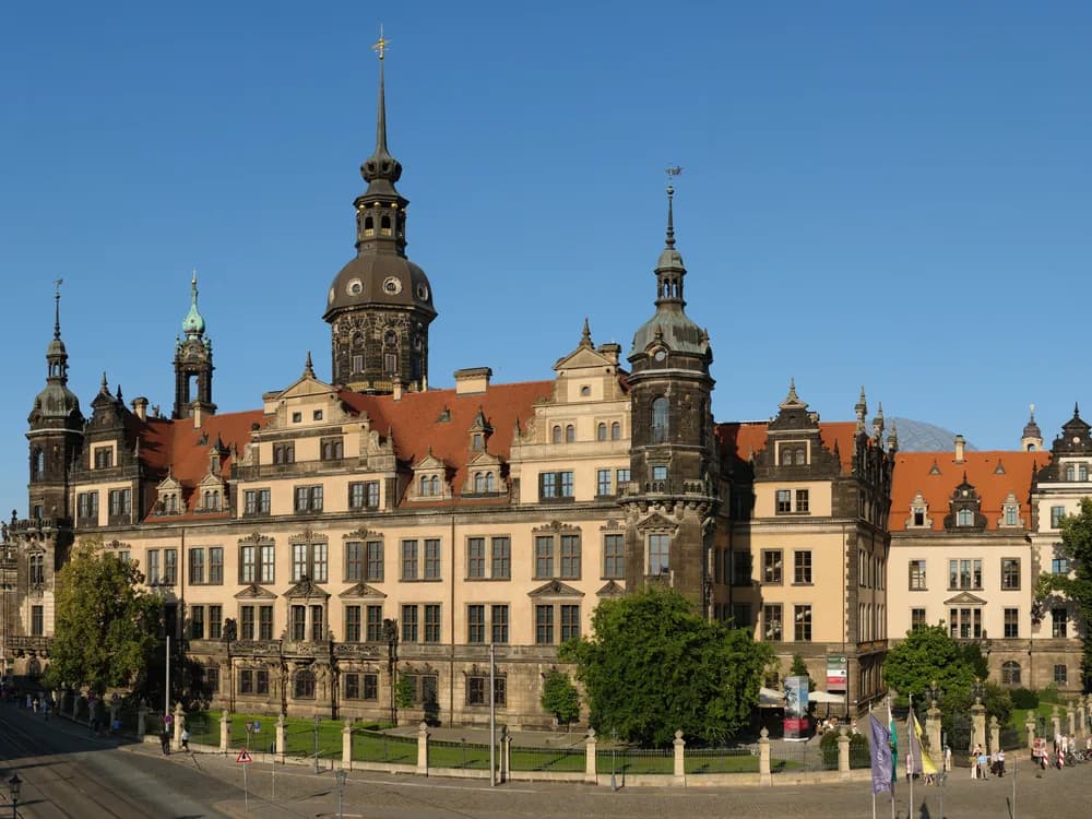 Residenzschloss Dresden and the Hausmannsturm in the Saxon capital's historic Altstadt, with the Hofkirche visible alongside