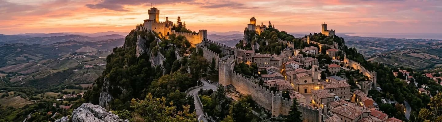 The Three Towers of Mount Titano rising above the Republic of San Marino