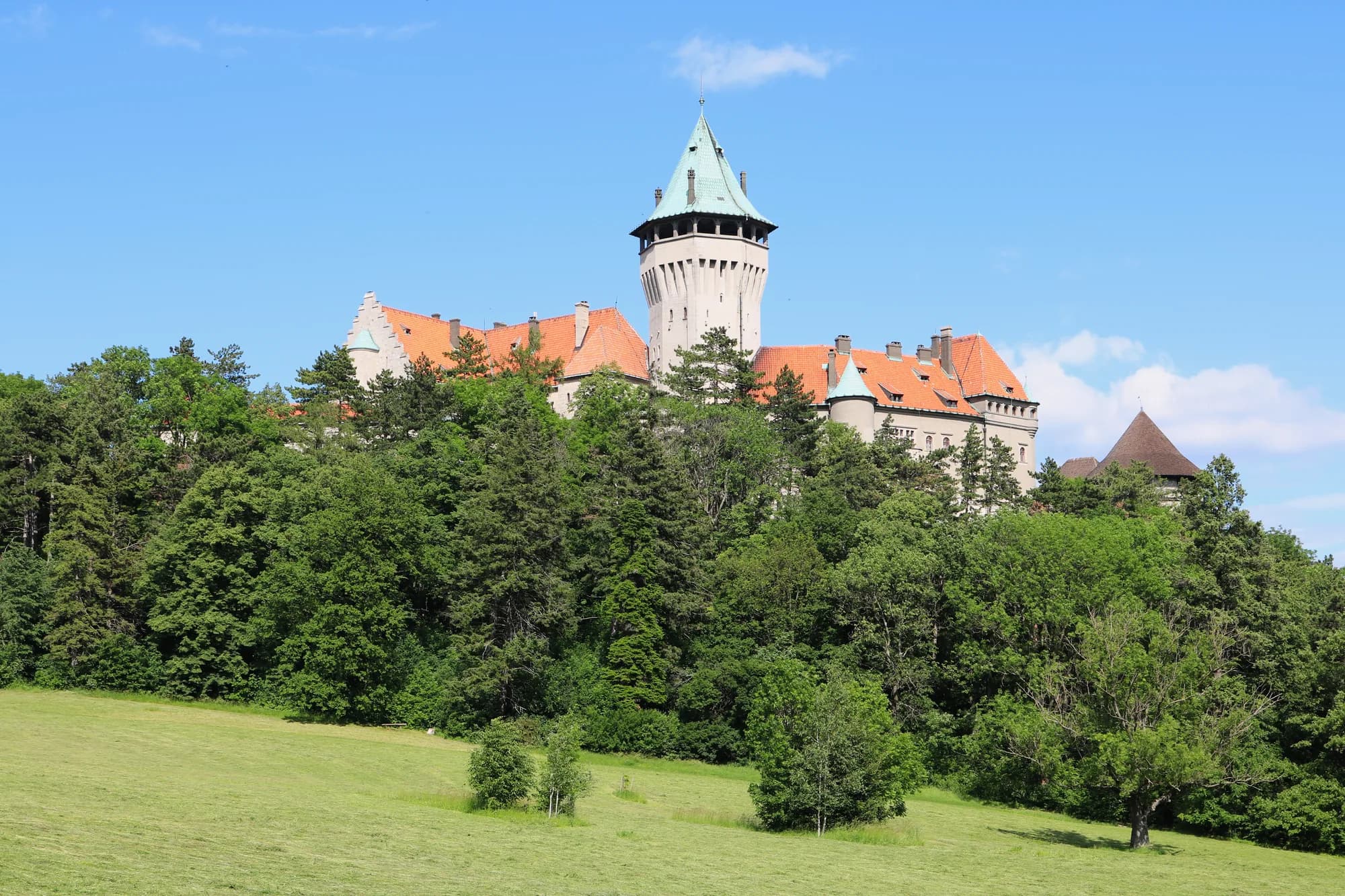 Červený Kameň Castle (Red Stone Castle) in the Small Carpathians, Slovakia, a 16th-century Renaissance fortress above the Záhorie lowland