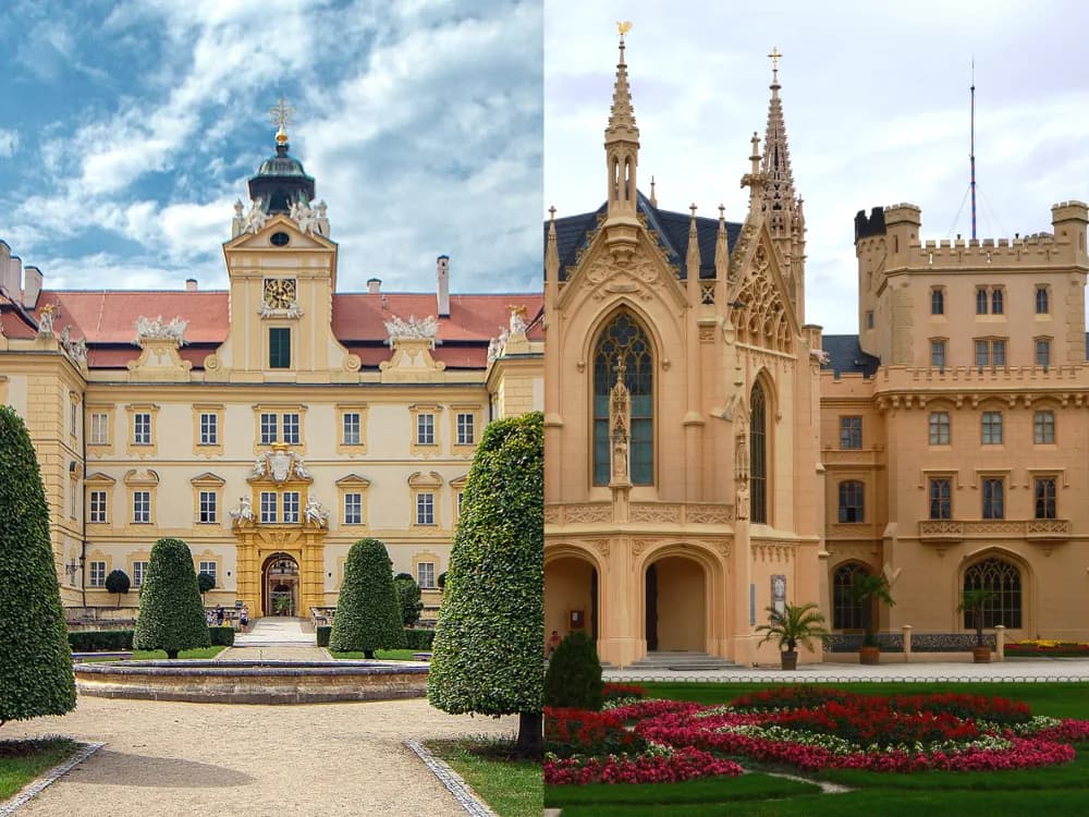 Lednice Castle in South Moravia, Czech Republic — the neo-Gothic Liechtenstein palace set in the UNESCO Lednice-Valtice Cultural Landscape with its 200 km² English-style park