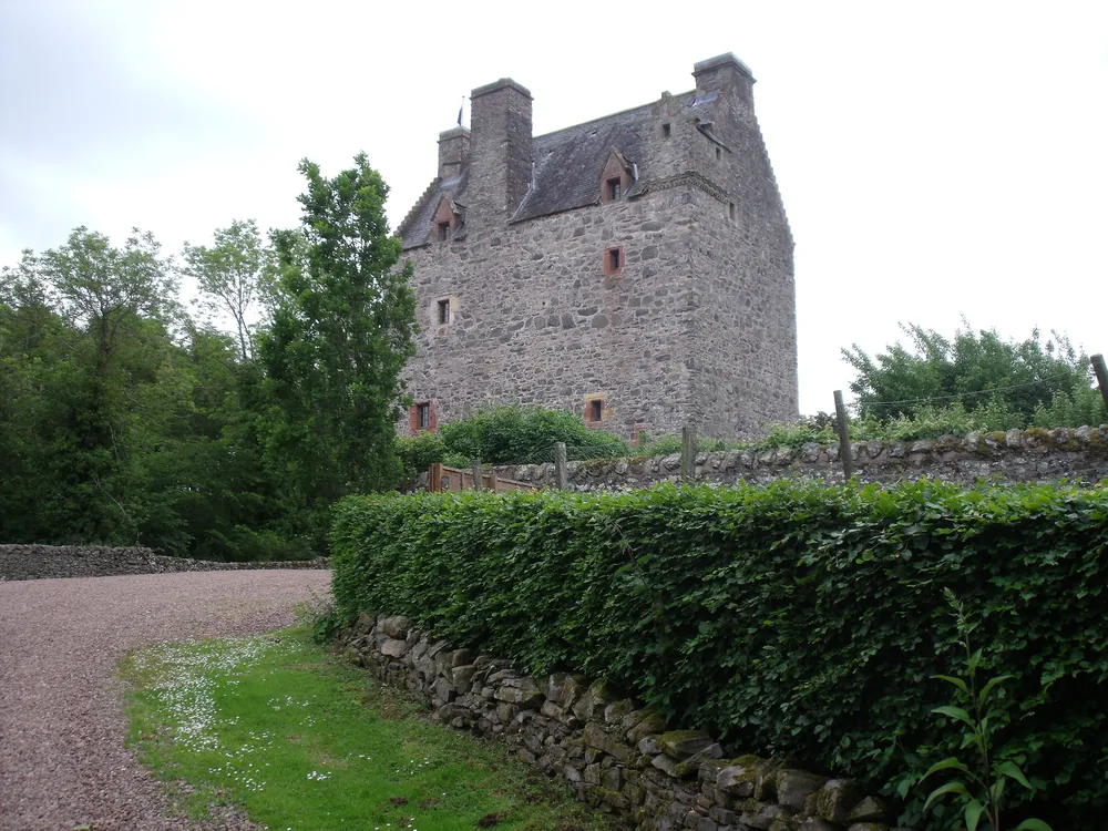 Aikwood Tower in the Ettrick Valley near Selkirk, Scotland, a 16th-century Scott family tower restored in 1988