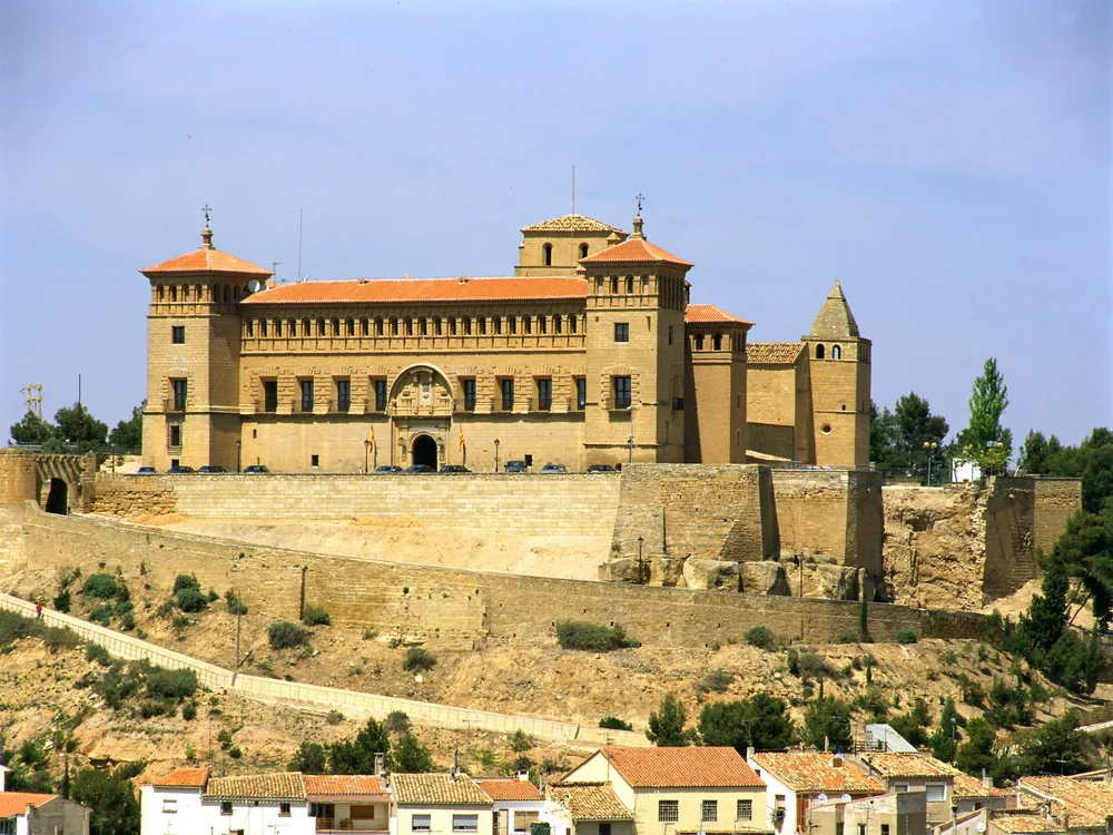 Alcañiz Castle, the Calatrava order's fortress with 14th-century Gothic murals, Teruel, Aragon, Spain