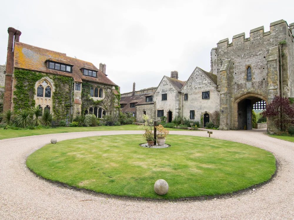 Amberley Castle in West Sussex, England, a 900-year-old former bishop's palace near Arundel