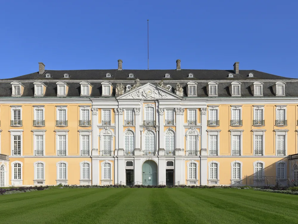 The Baroque facade of Augustusburg Palace in Brühl, Germany