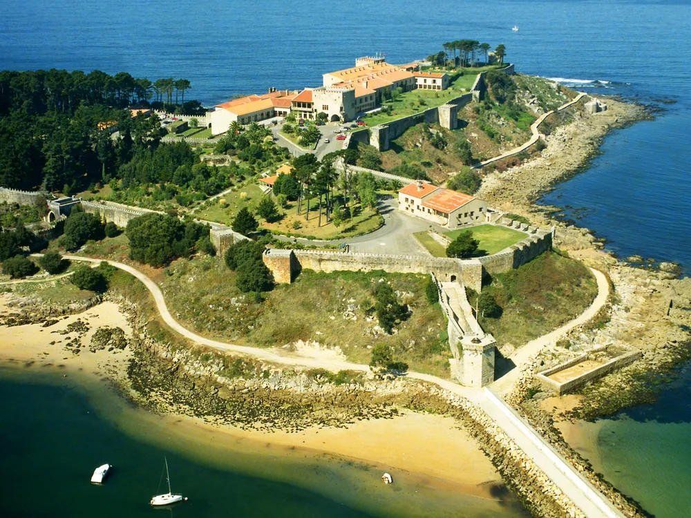 Baiona Castle, the walled Monterreal fortress where Europe first learned of Columbus's return, Pontevedra, Galicia, Spain