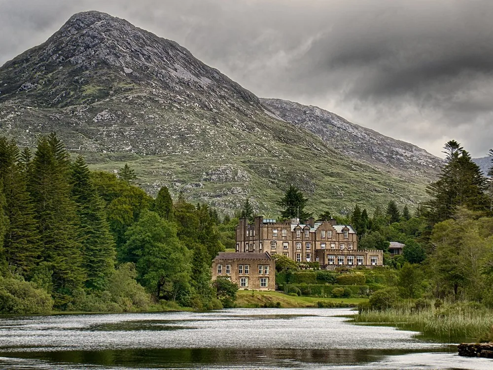 Ballynahinch Castle on the Owenmore River in Connemara, County Galway, Ireland — the 1756 Martin family estate house, once home to Richard 'Humanity Dick' Martin and H.H. Ranjitsinhji, now a hotel