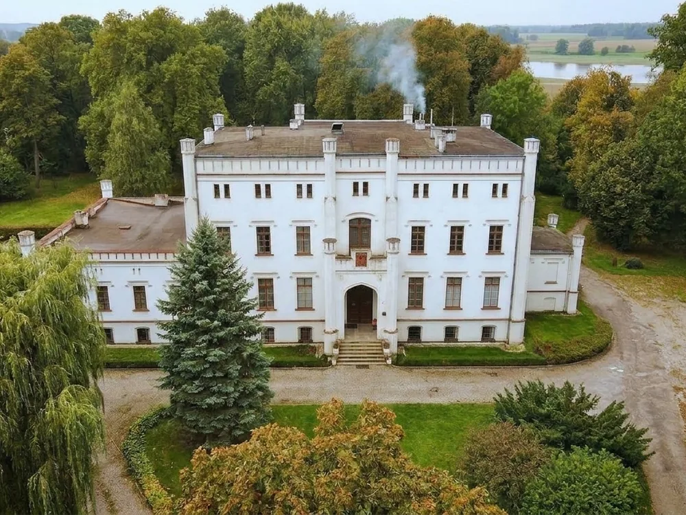 Bałoszyce Palace near Susz, Warmia-Masuria, Poland — a neo-Gothic palace rebuilt around 1850, now a hotel