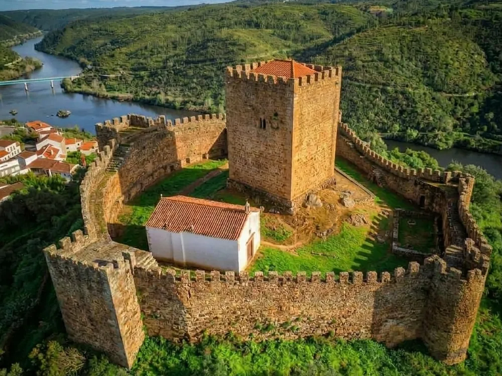 Belver Castle on a bend of the Tagus river in Portugal — a Hospitaller castle built from about 1210–1212