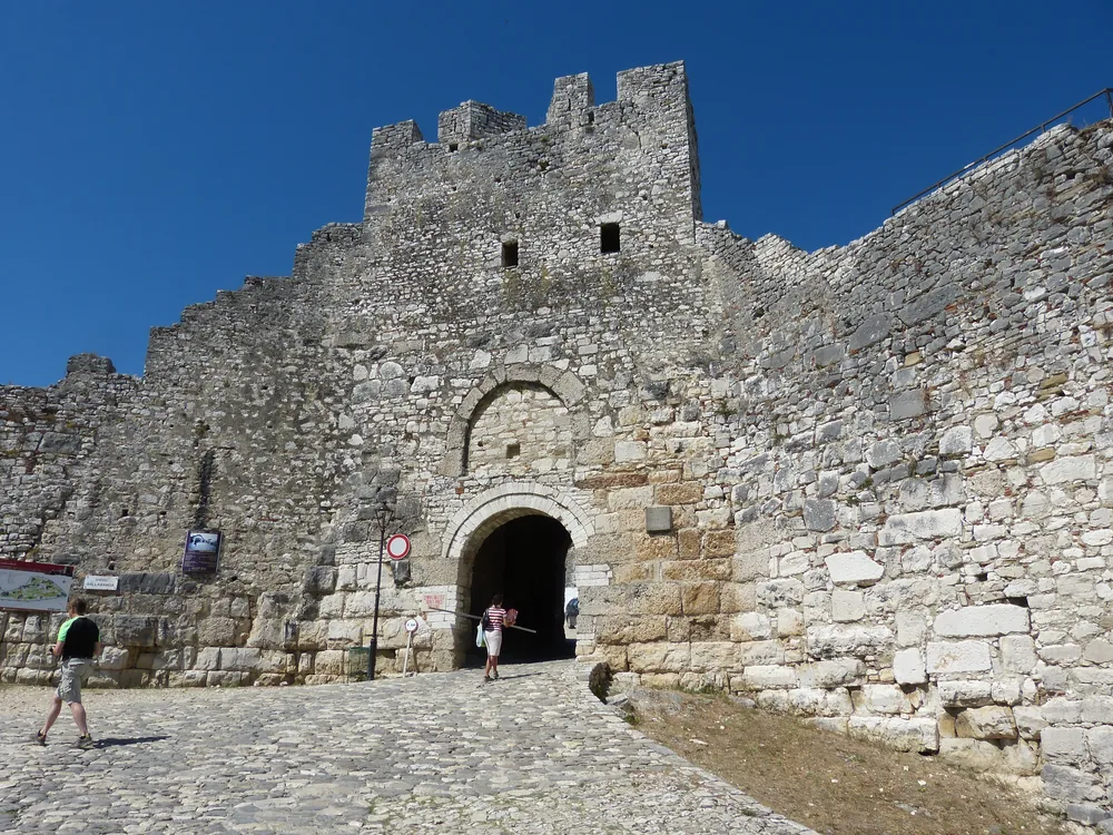 Berat Castle rising above the white Ottoman houses of the City of a Thousand Windows in Albania