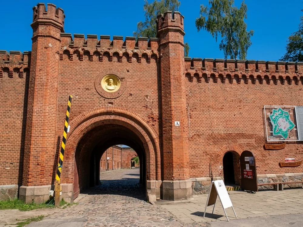 Boyen Fortress in Giżycko, a 19th-century Prussian hexagonal fortification between Lake Niegocin and Lake Kisajno in the Masurian Lake District, Poland