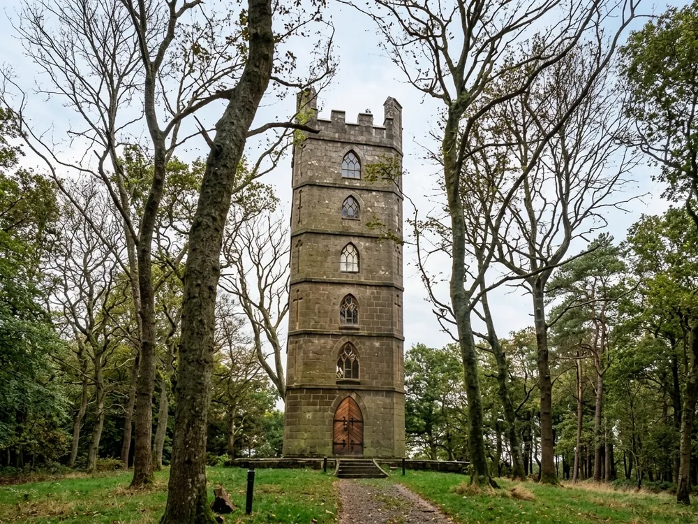Brynkir Tower near the Llŷn Peninsula foothills in Gwynedd, Wales, a 20-metre Gothic folly built in 1821