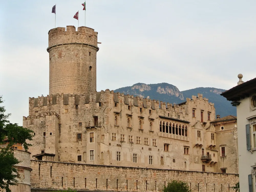 Castello del Buonconsiglio in Trento — the prince-bishops' residence with the Torre Aquila and Magno Palazzo on the eastern edge of the city