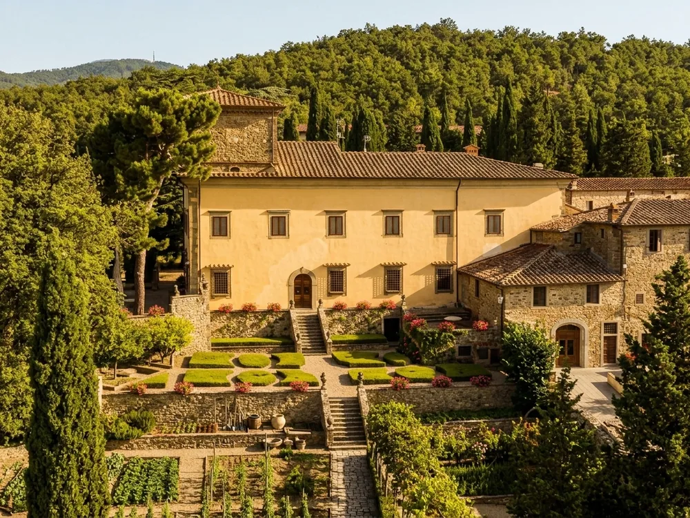 Castello di Albola, a Zonin family winery estate in a restored medieval borgo, Radda in Chianti, Tuscany, Italy