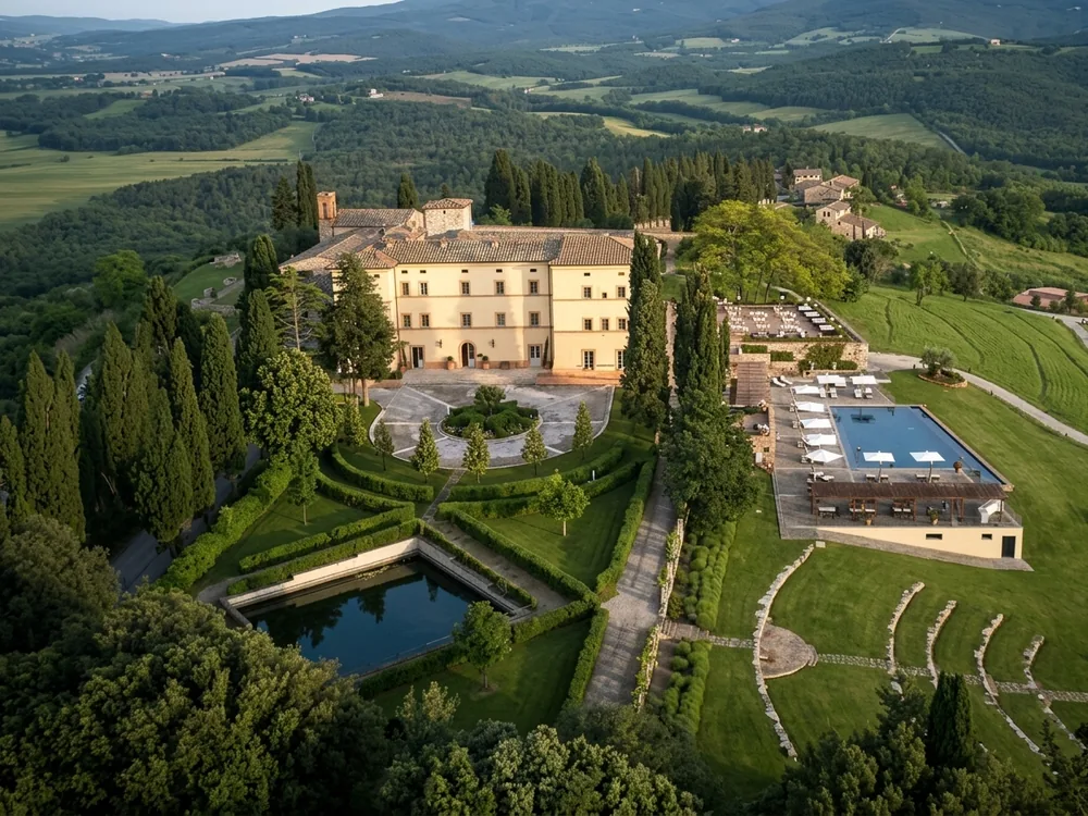 Castello di Casole, a Belmond hotel on a 1,700-hectare estate near Casole d'Elsa, Tuscany, Italy