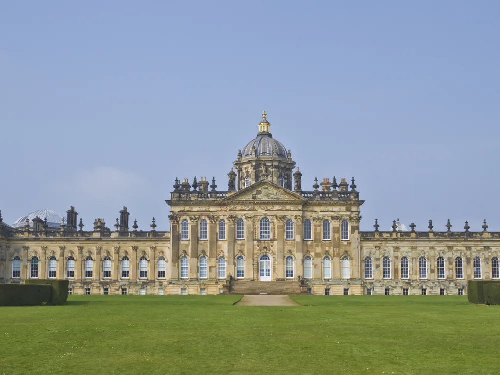 Castle Howard's Baroque dome and facade above the lake in North Yorkshire