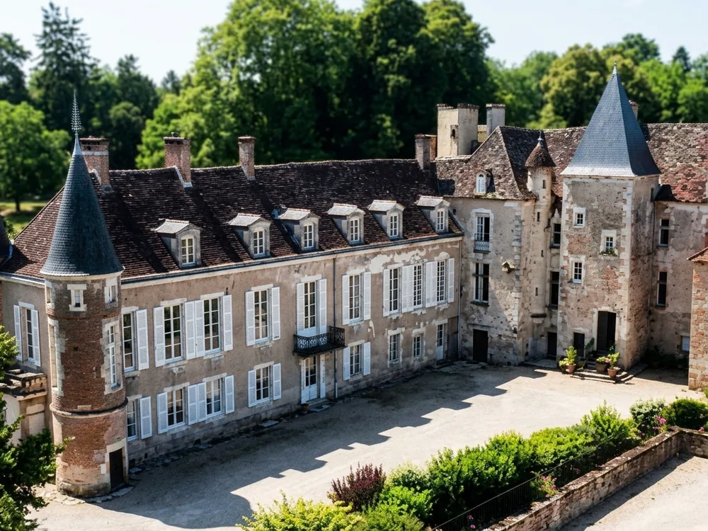Château d'Island, a 15th-century château near Vézelay in Burgundy, France (Island is the name of the local commune)
