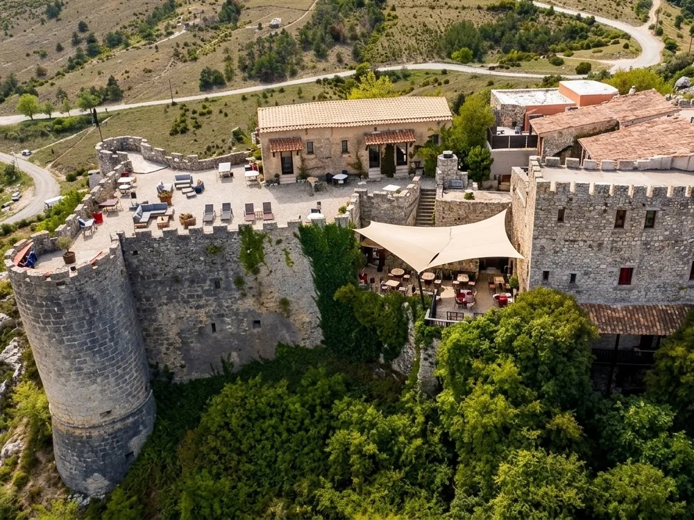Château de Trigance, an 11th-century clifftop fortress restored as a hotel above the Gorges du Verdon, Trigance, Provence, France