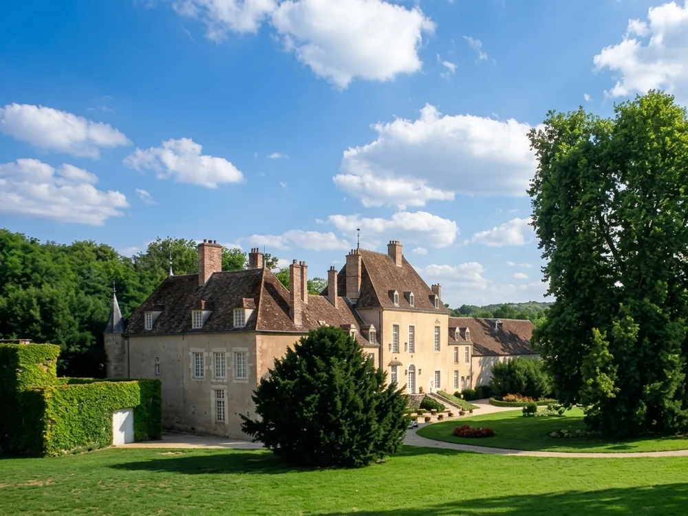 Château de Vault de Lugny, a moated 13th-17th century château near Vézelay, Burgundy, France