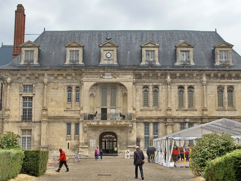 The Renaissance courtyard facade of the Royal Castle of Villers-Cotterêts, now the Cité Internationale de la Langue Française, Aisne, France