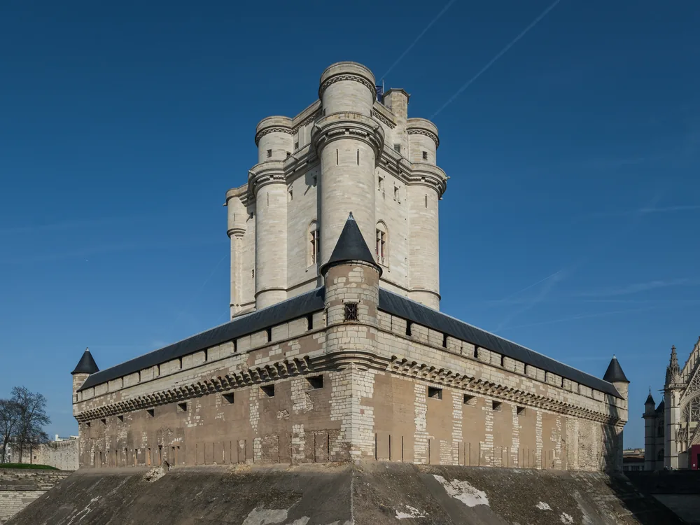 The medieval keep of the Château de Vincennes rising above the Bois de Vincennes, Paris, France