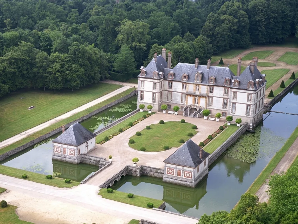 Château-Hôtel de Bourron, a moated 16th-century château near Fontainebleau, France