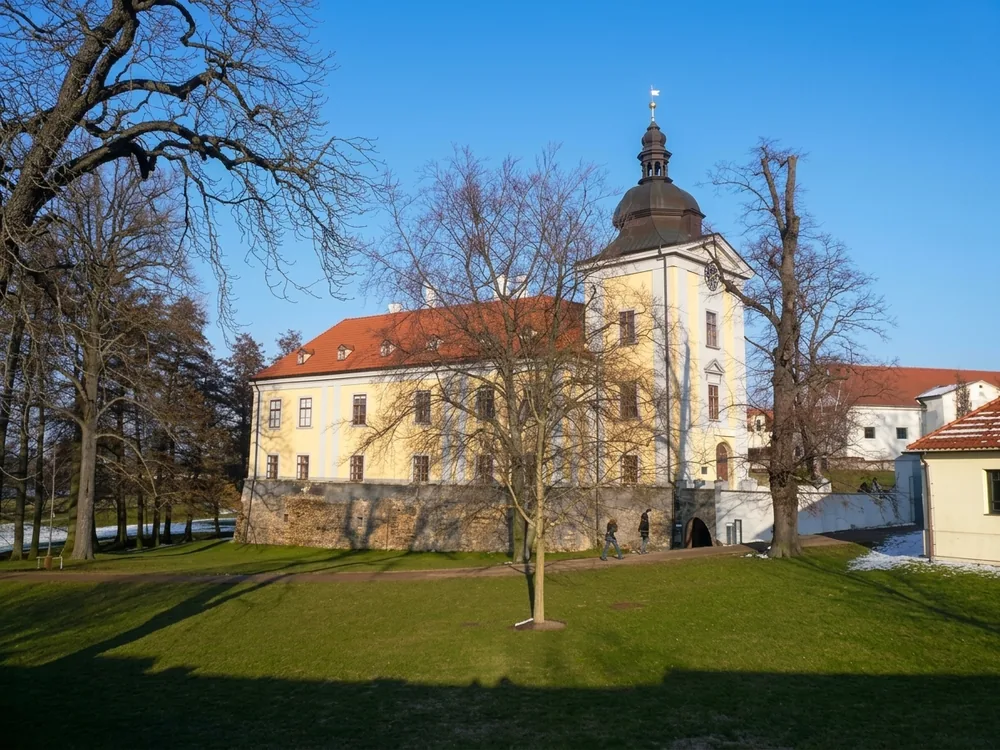 Ctěnice Château on the edge of Prague, Czech Republic — a Gothic fortress first mentioned in 1372, now a Museum of Prague site with a hotel