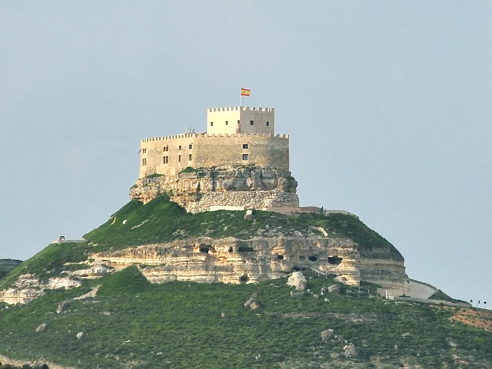 Curiel Castle, the oldest fortress in Valladolid province, now a luxury hotel in the Ribera del Duero, Spain